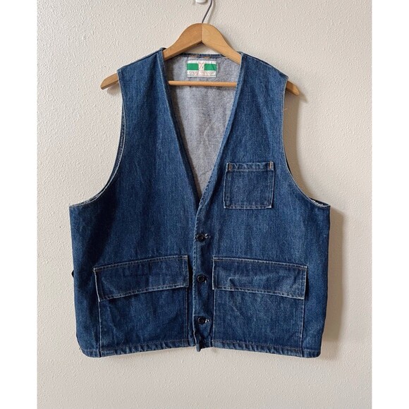 Vintage Game Winner Sportswear Denim Hunting Vest Mens XL Bird Duck Utility 80s - Picture 2 of 9